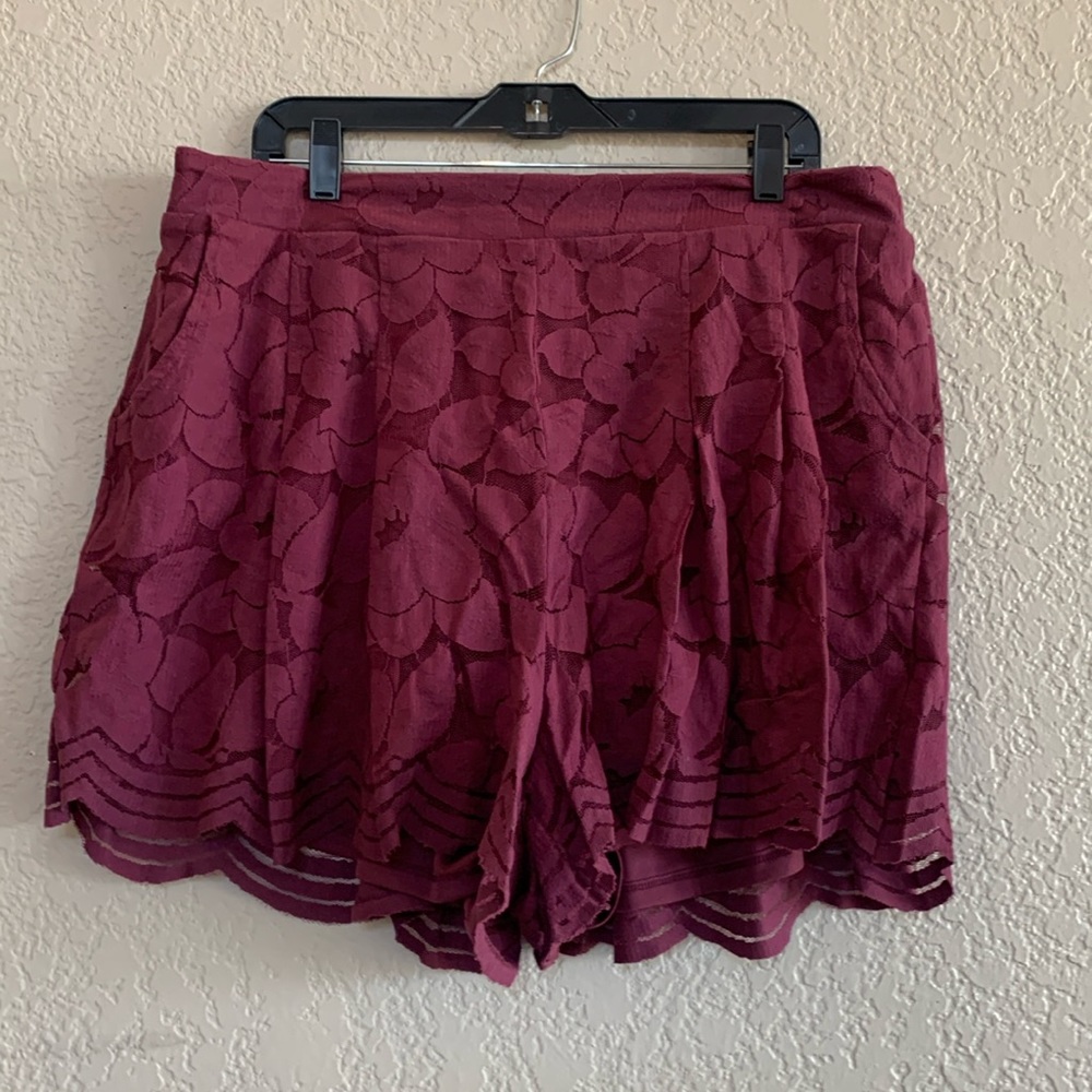 Torrid lace shorts lined. Burgandy, gray, or black.  Torrid size 1